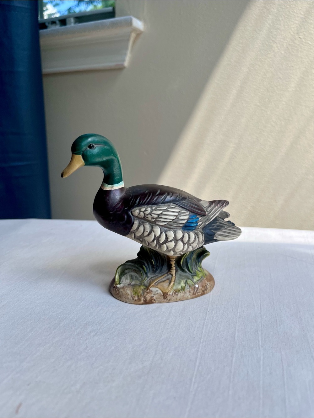 Vintage Hand-Painted Mallard Duck Figurine – Green & Brown Japan